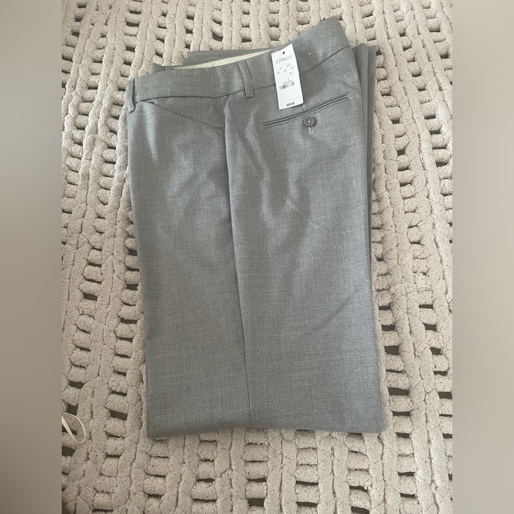 Express Mid Rise Editor Trouser Pant- Silver